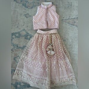 Pink and Gold Little Girls Indian Lengha